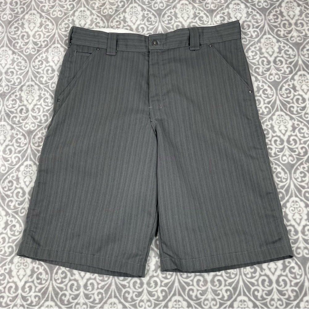 dickies work shorts regular fit gray stripe twill high waist workwear mens 38x10